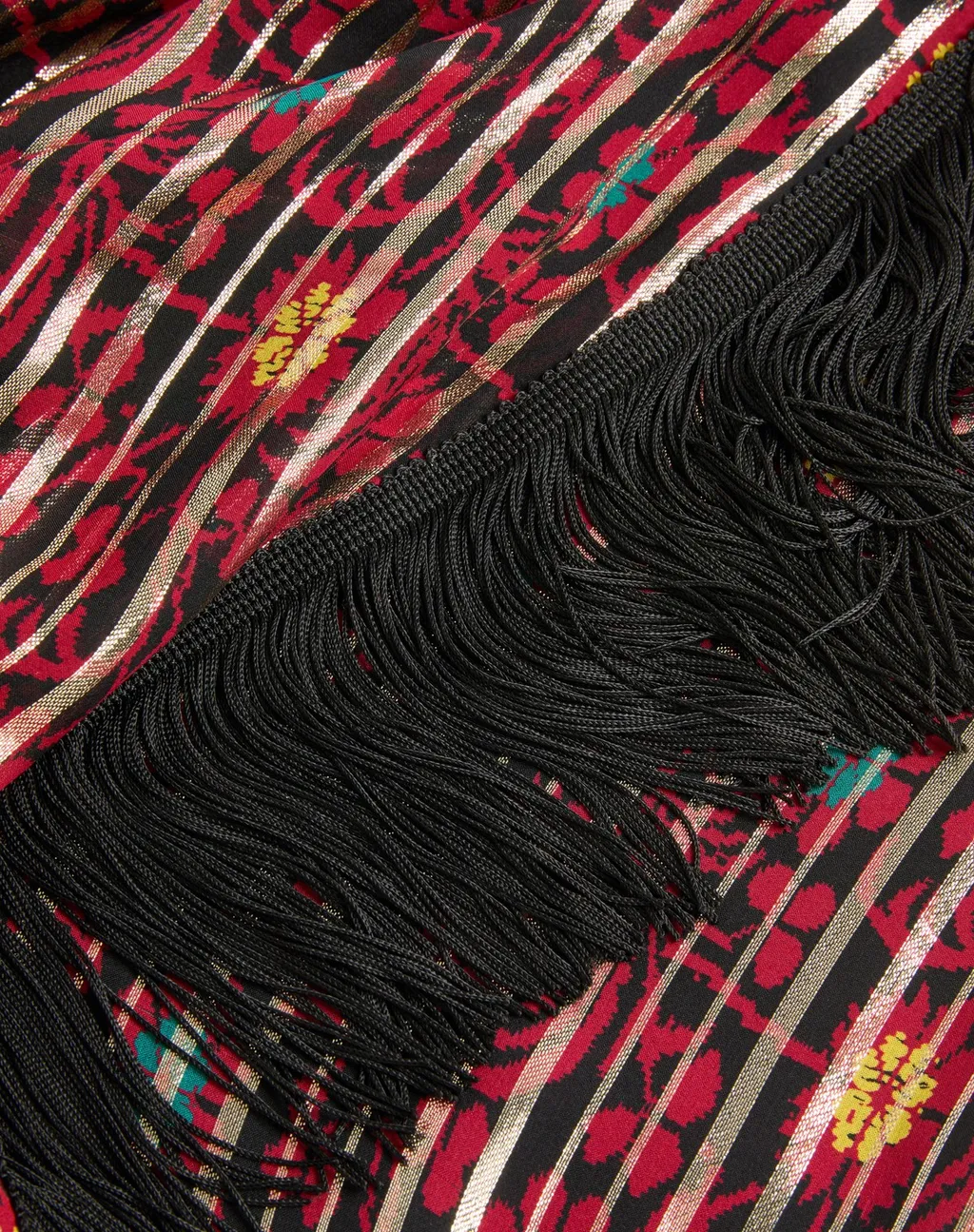 Fringed Floral-Print Maxi Skirt