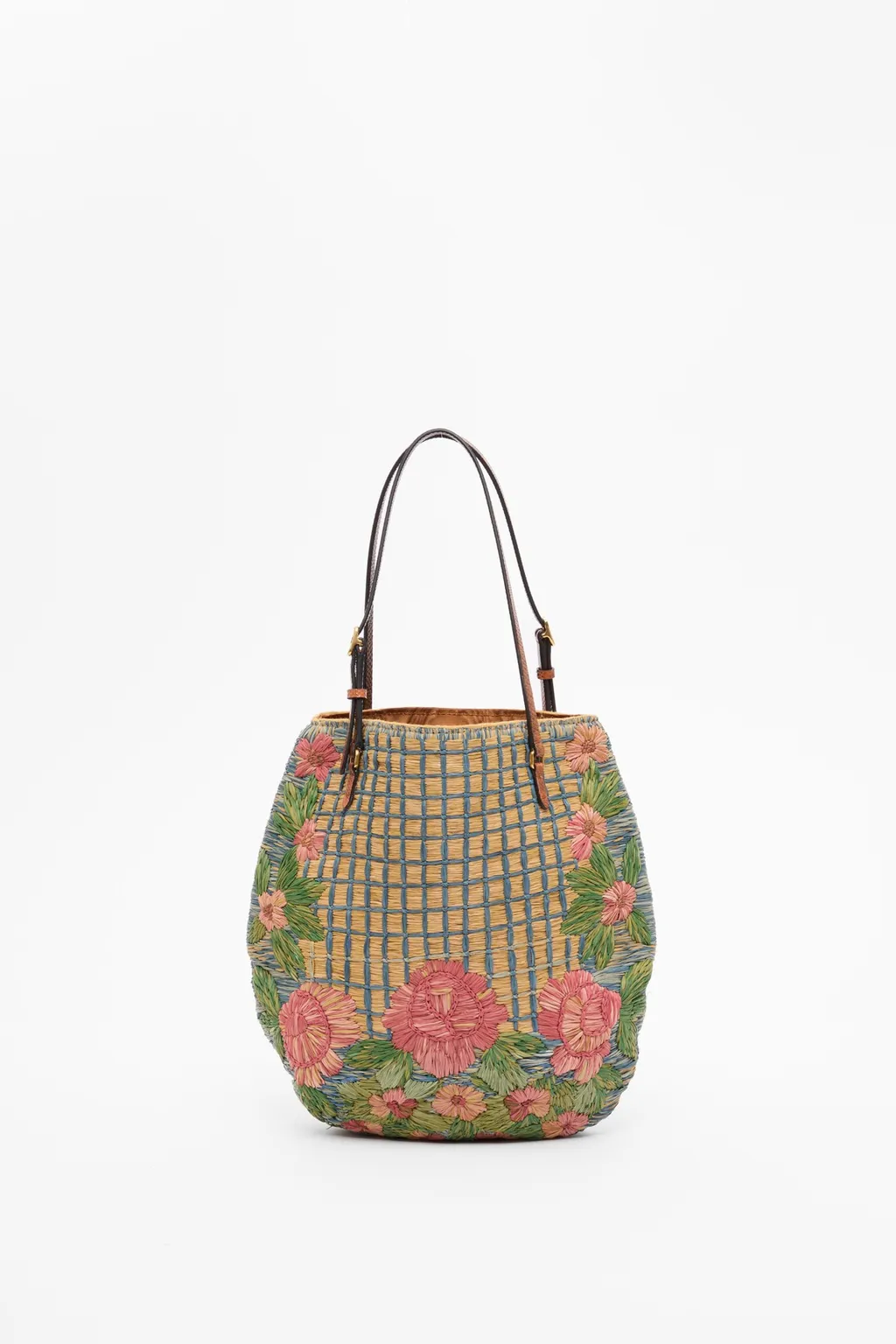 Flower Embroidered Bucket Bag