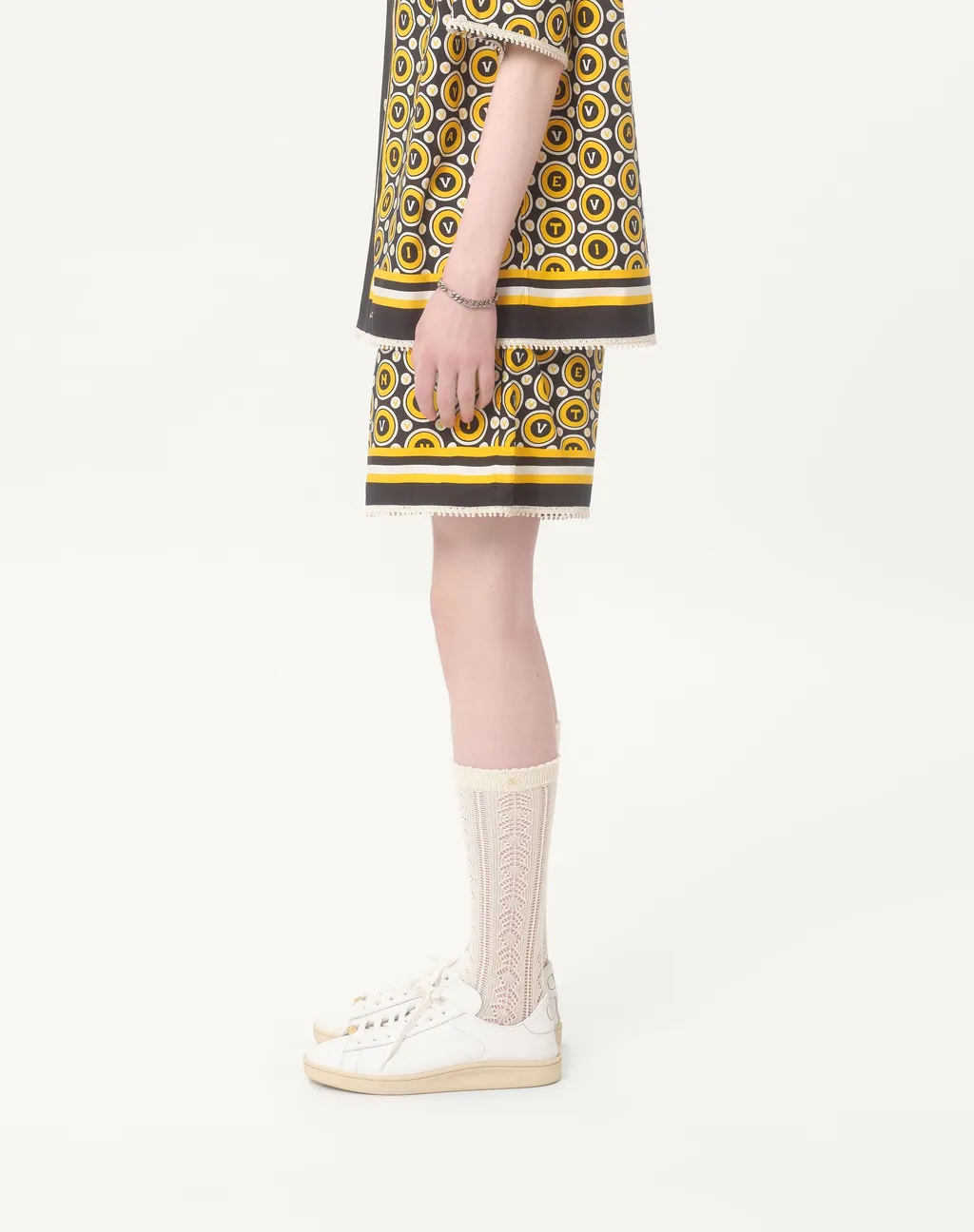 Cotton Poplin Bermuda Shorts With Bulles Royales Print