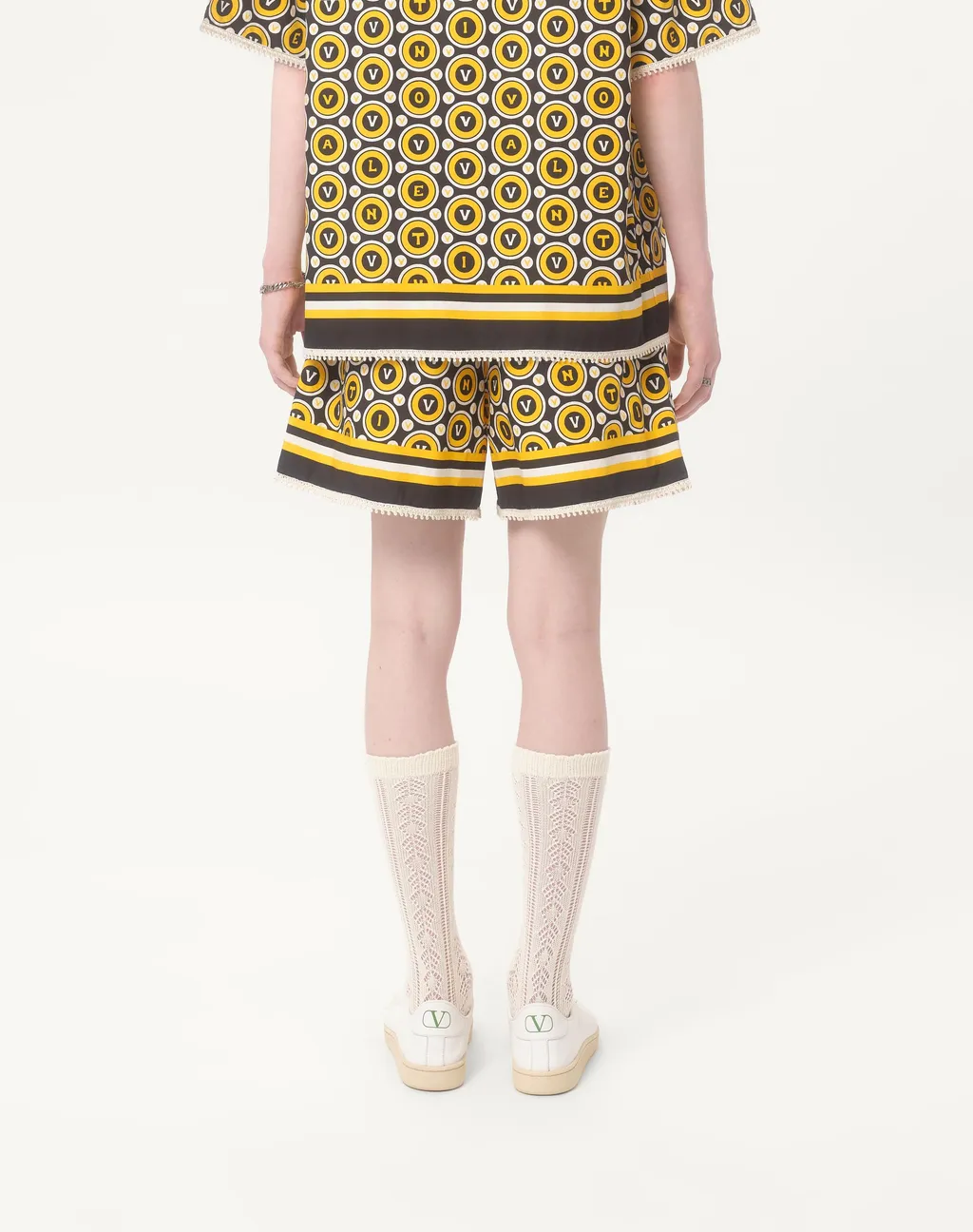 Cotton Poplin Bermuda Shorts With Bulles Royales Print