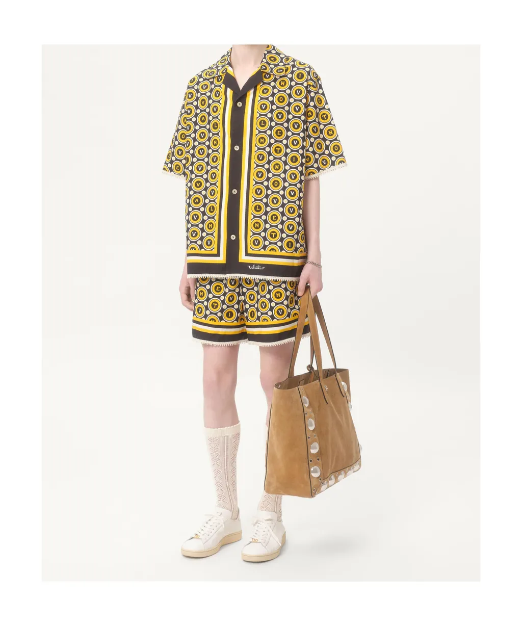 Cotton Poplin Bermuda Shorts With Bulles Royales Print