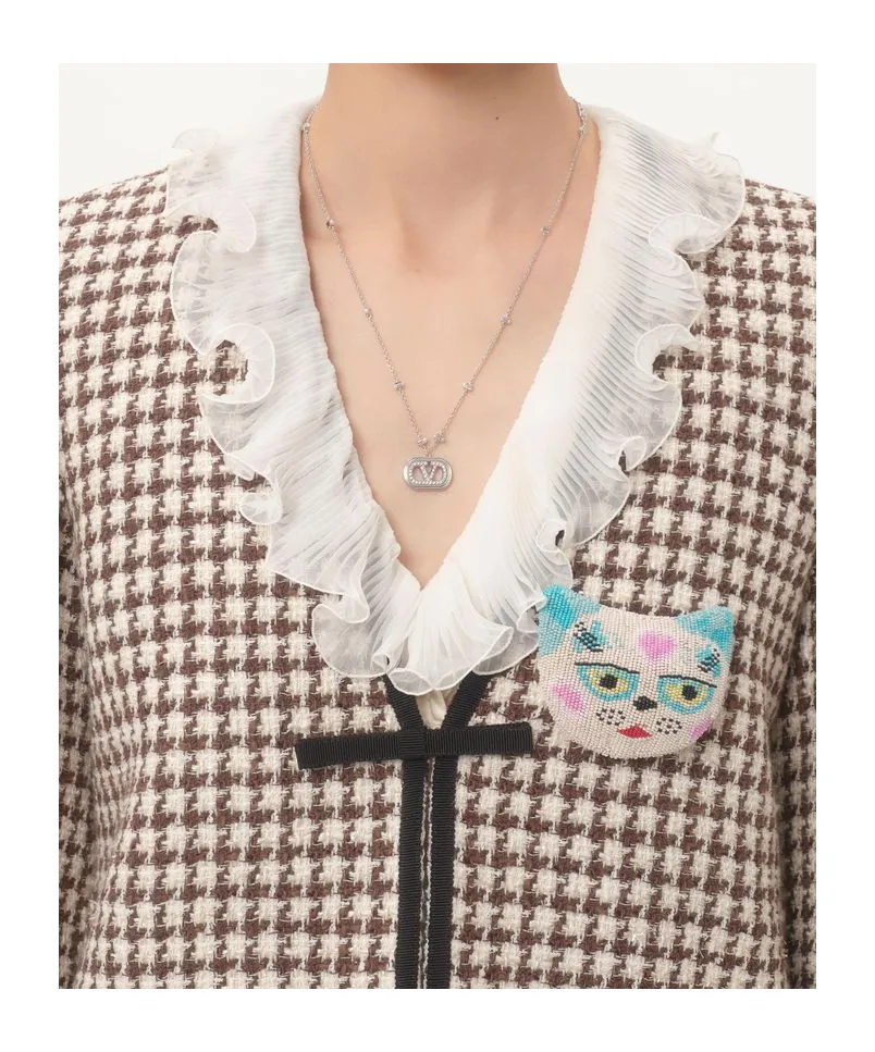 Tweed Houndstooth-Pattern Jacket