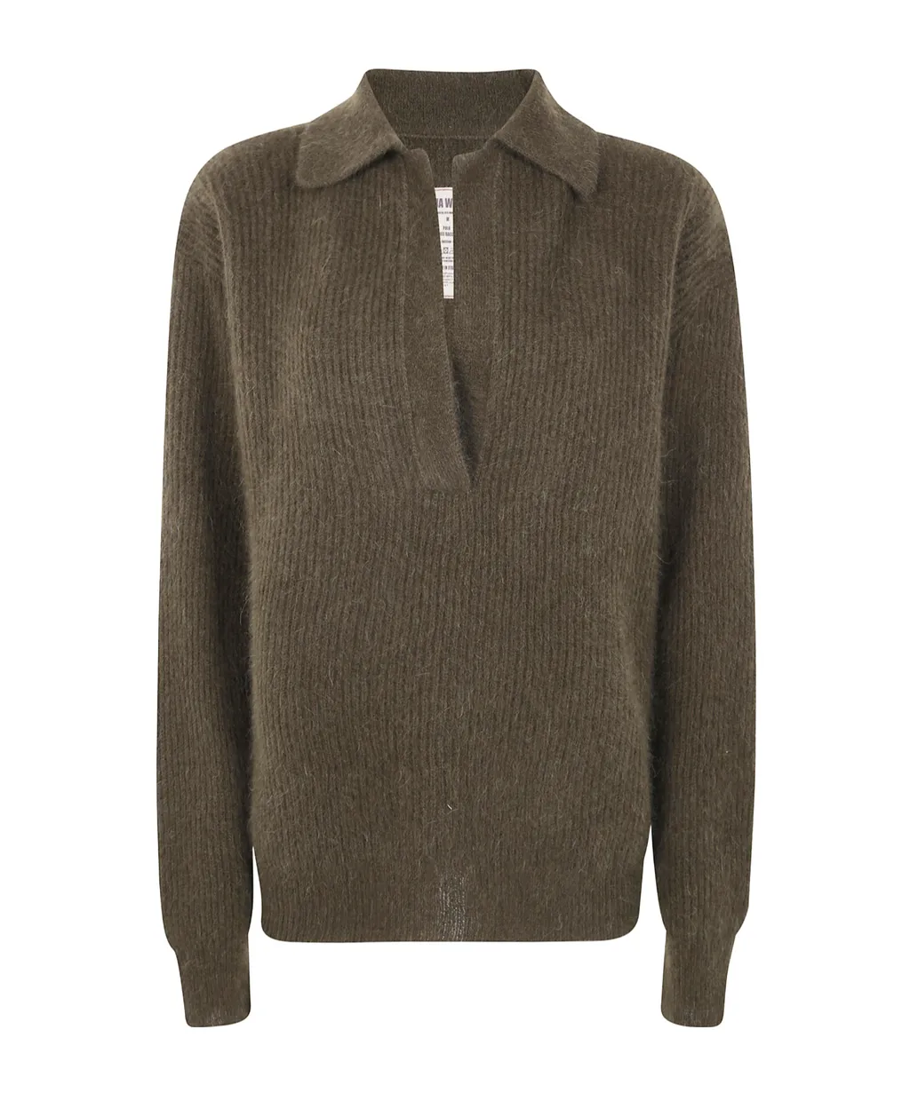 Long-Sleeved Lapel Sweater