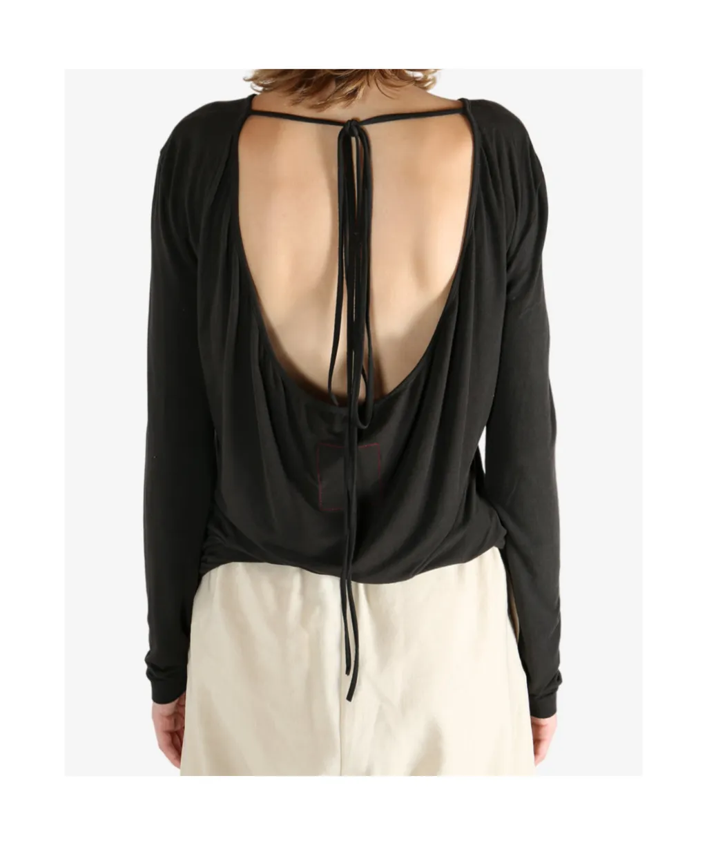 Cowl-Back Long-Sleeve Top
