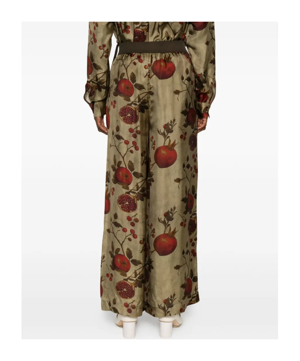 Pomegranate-Print Elastic-Waist Trousers