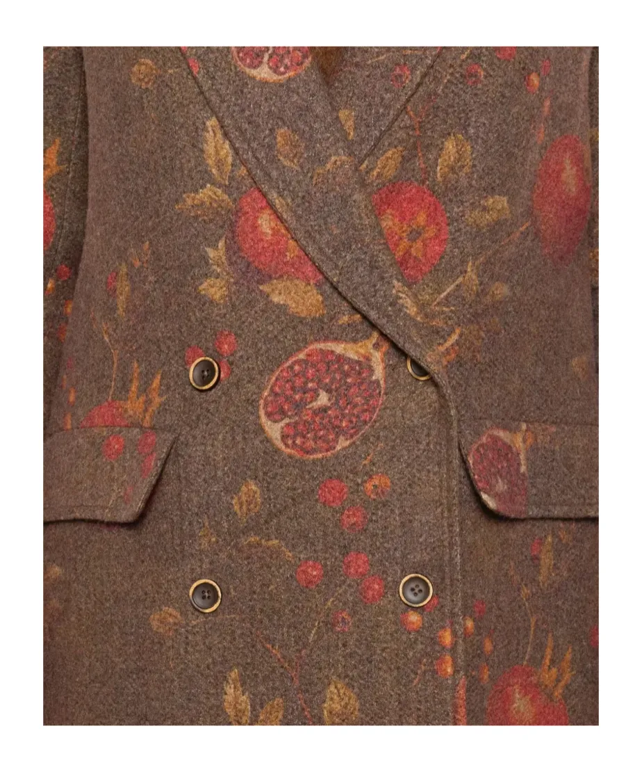 Floral Printed Double-Breasted Coat