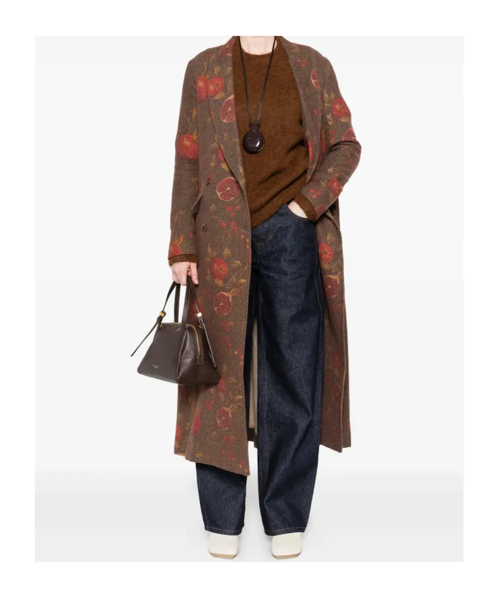 Floral Printed Double-Breasted Coat