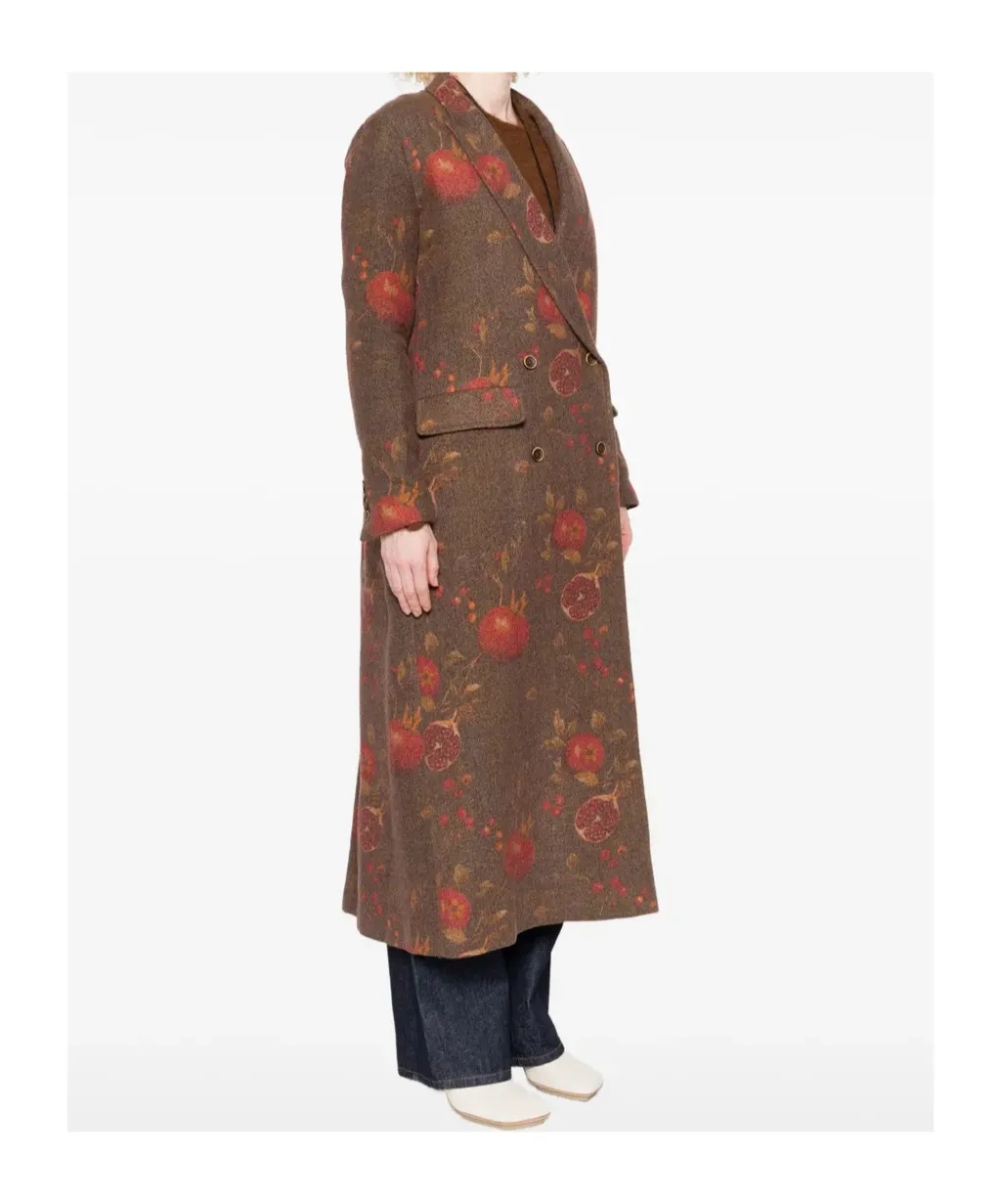 Floral Printed Double-Breasted Coat