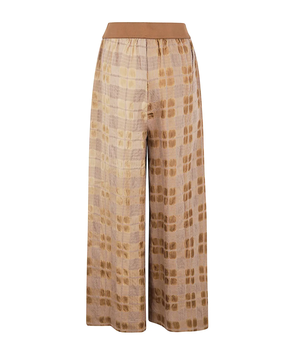 Elasticated Waistband Checked Trousers