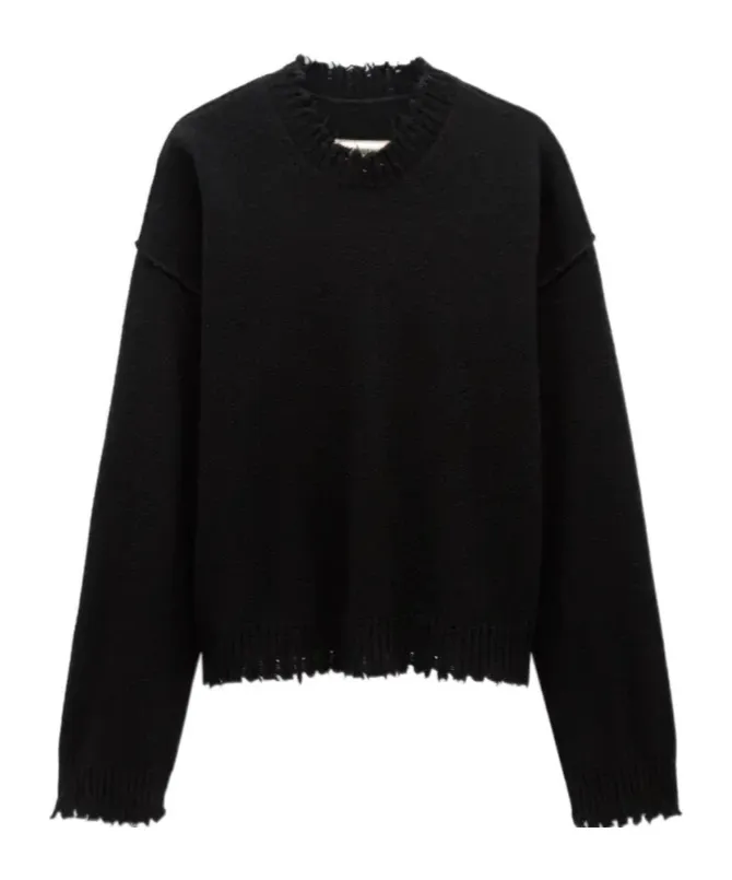Raw-Edge Cashmere Top