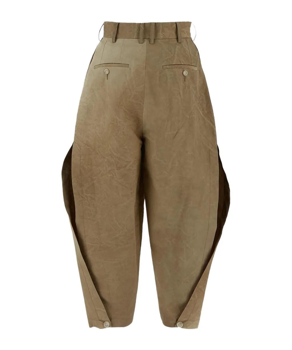 Wide-Leg Button Detailed Trousers