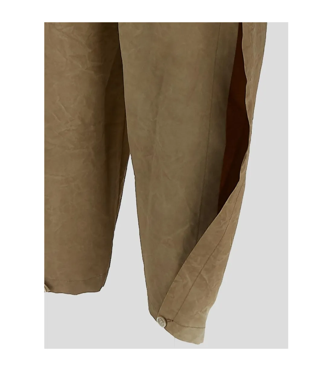 Wide-Leg Button Detailed Trousers