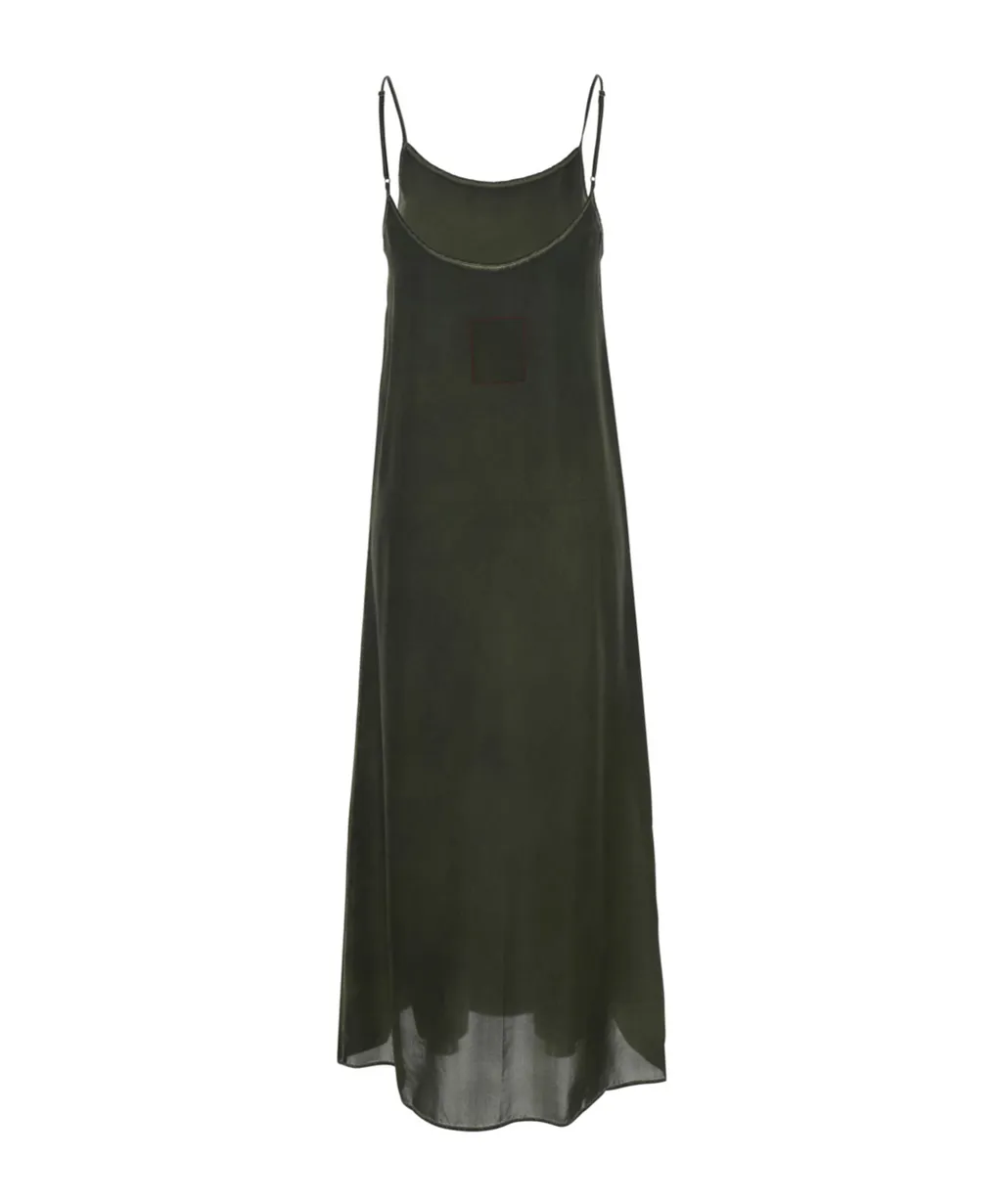 Long Dress With Adjustable Spaghetti Straps In Silk Anaya