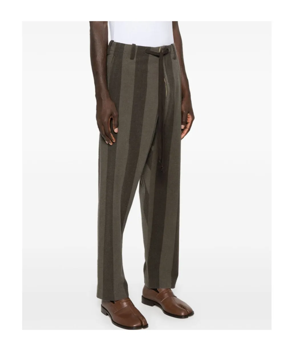 Tapered Leg Striped Trousers