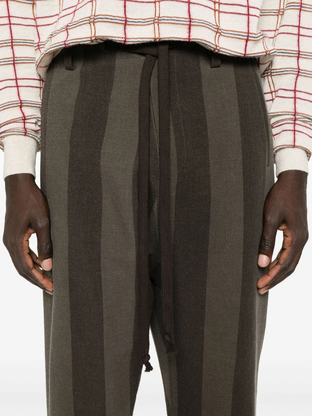 Tapered Leg Striped Trousers