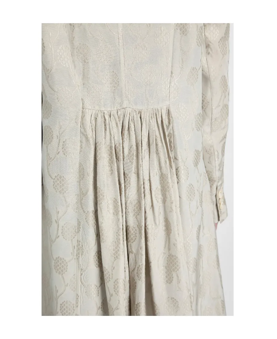 Jacquard Ruched-Detail Double-Breasted Coat