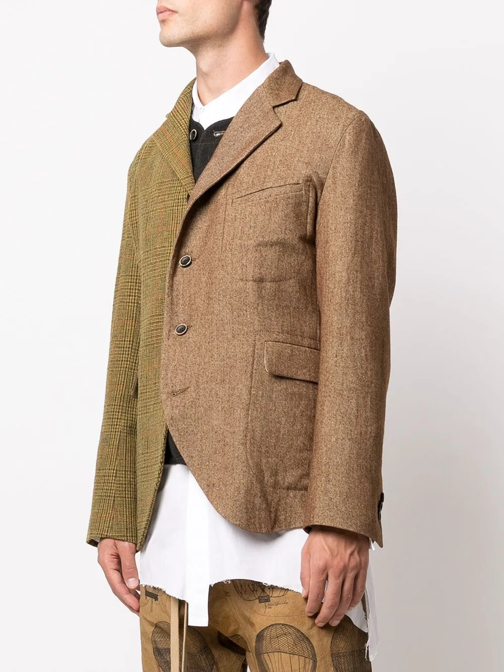 Contrasting-Panel Wool Blazer