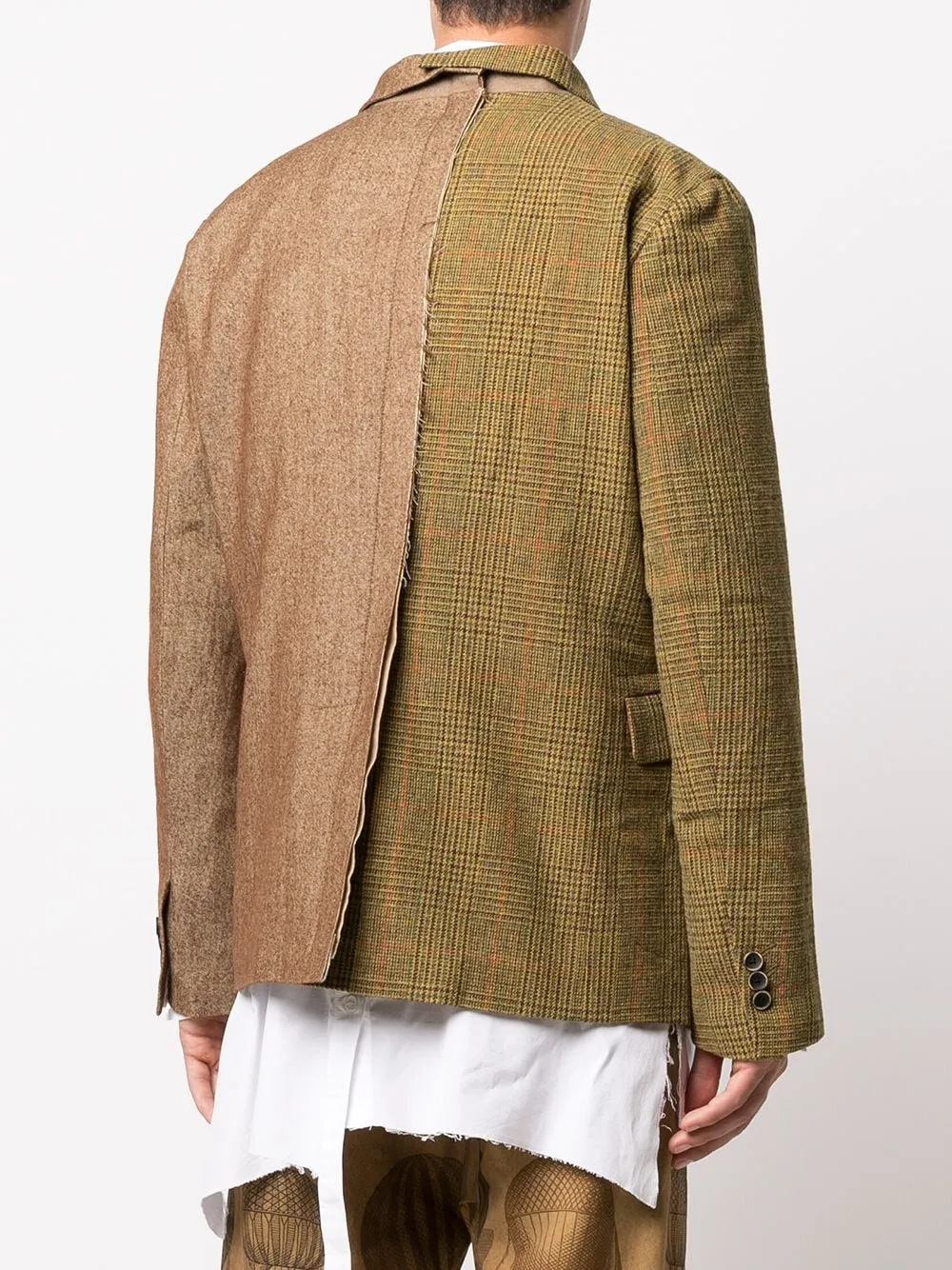 Contrasting-Panel Wool Blazer