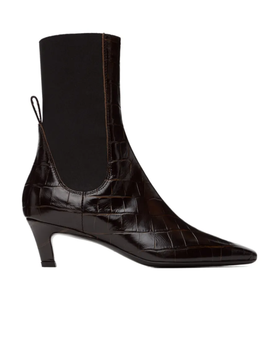 Embossed Pointed Toe Boots
