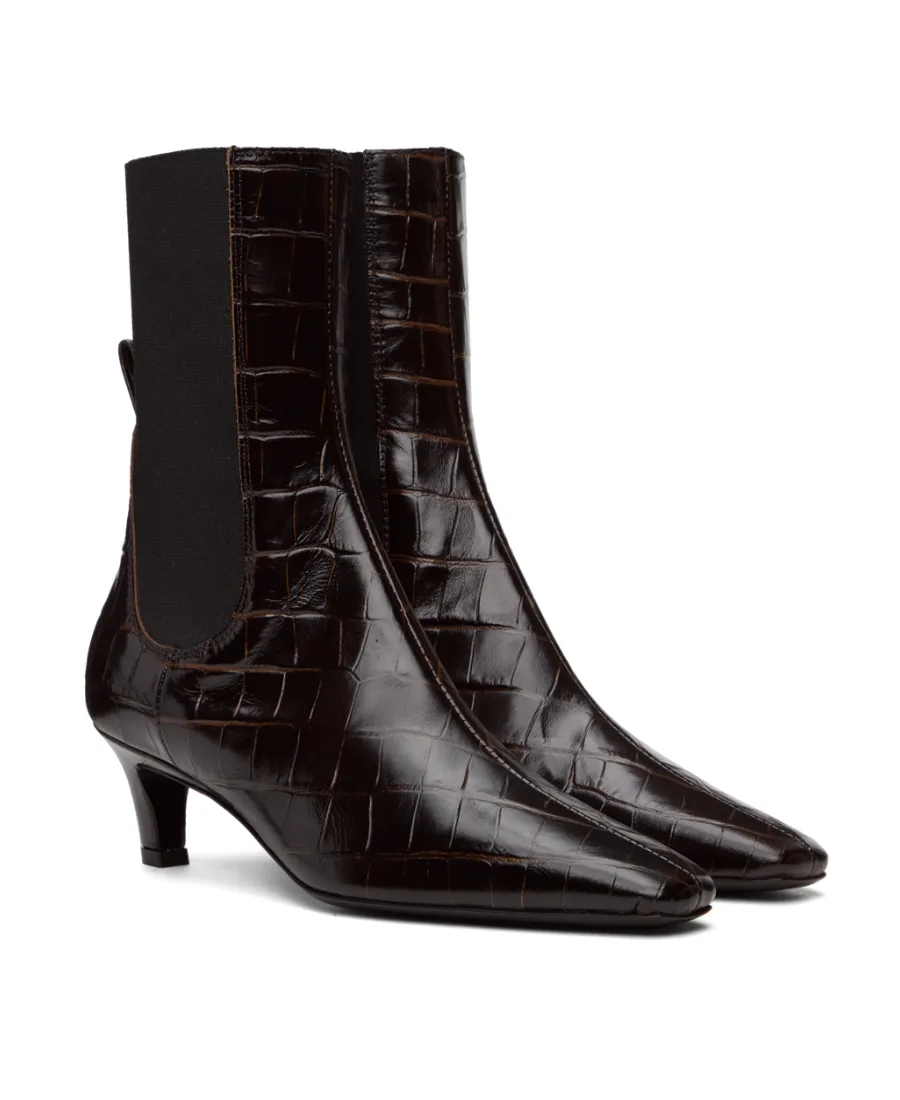 Embossed Pointed Toe Boots