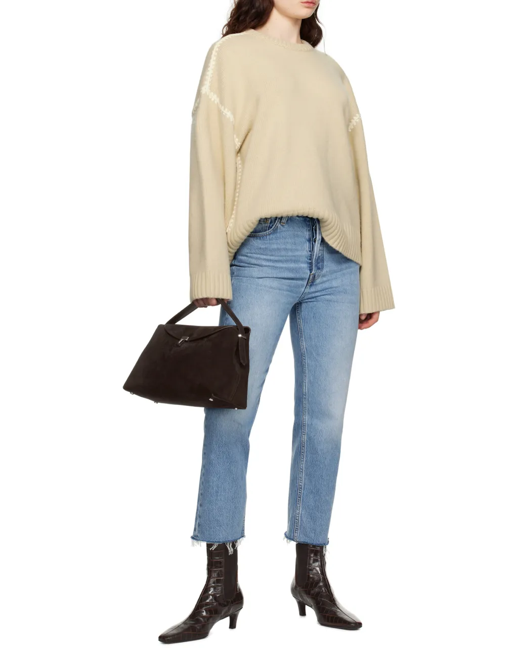 Embossed Pointed Toe Boots