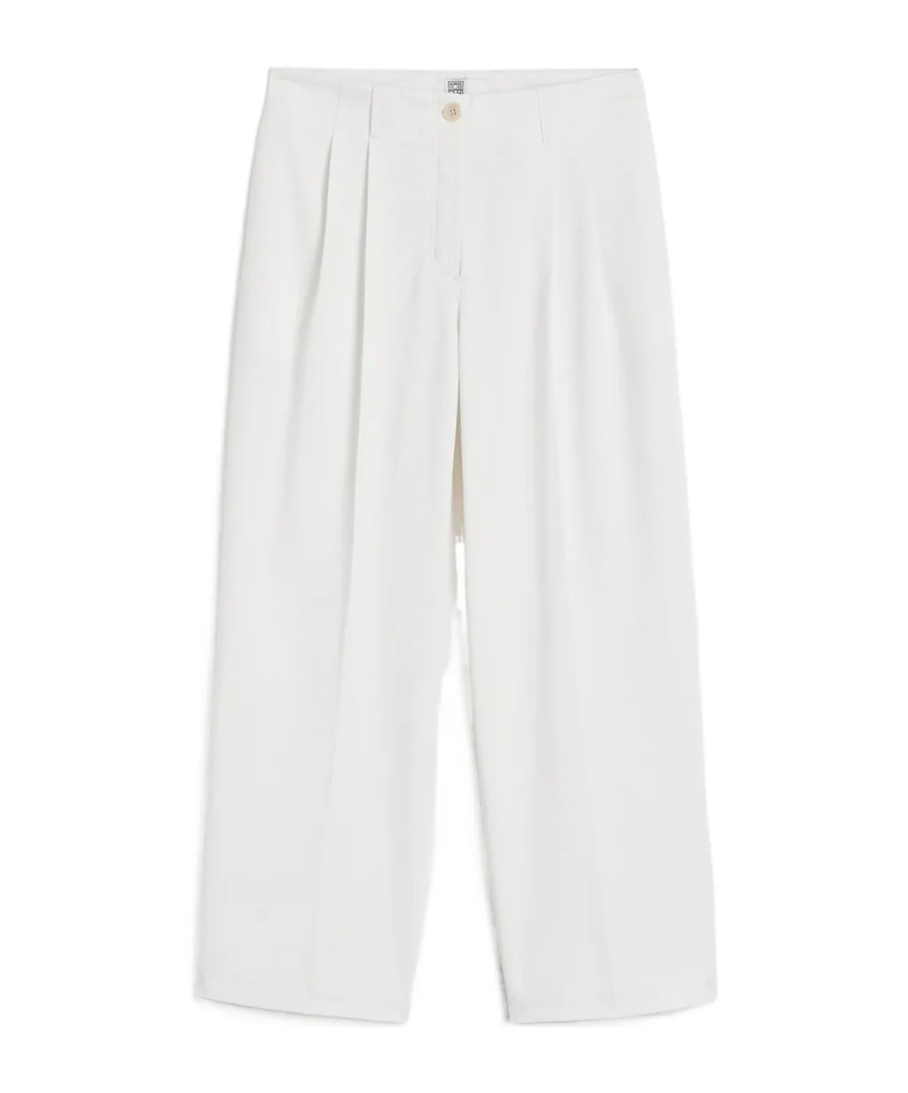Wide-Leg Twill Trousers