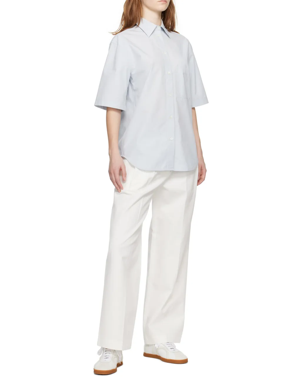 Wide-Leg Twill Trousers