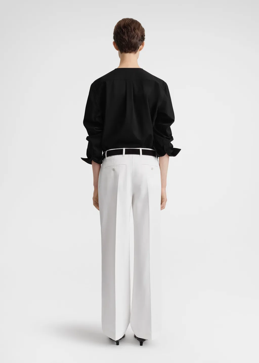 Wide-Leg Twill Trousers