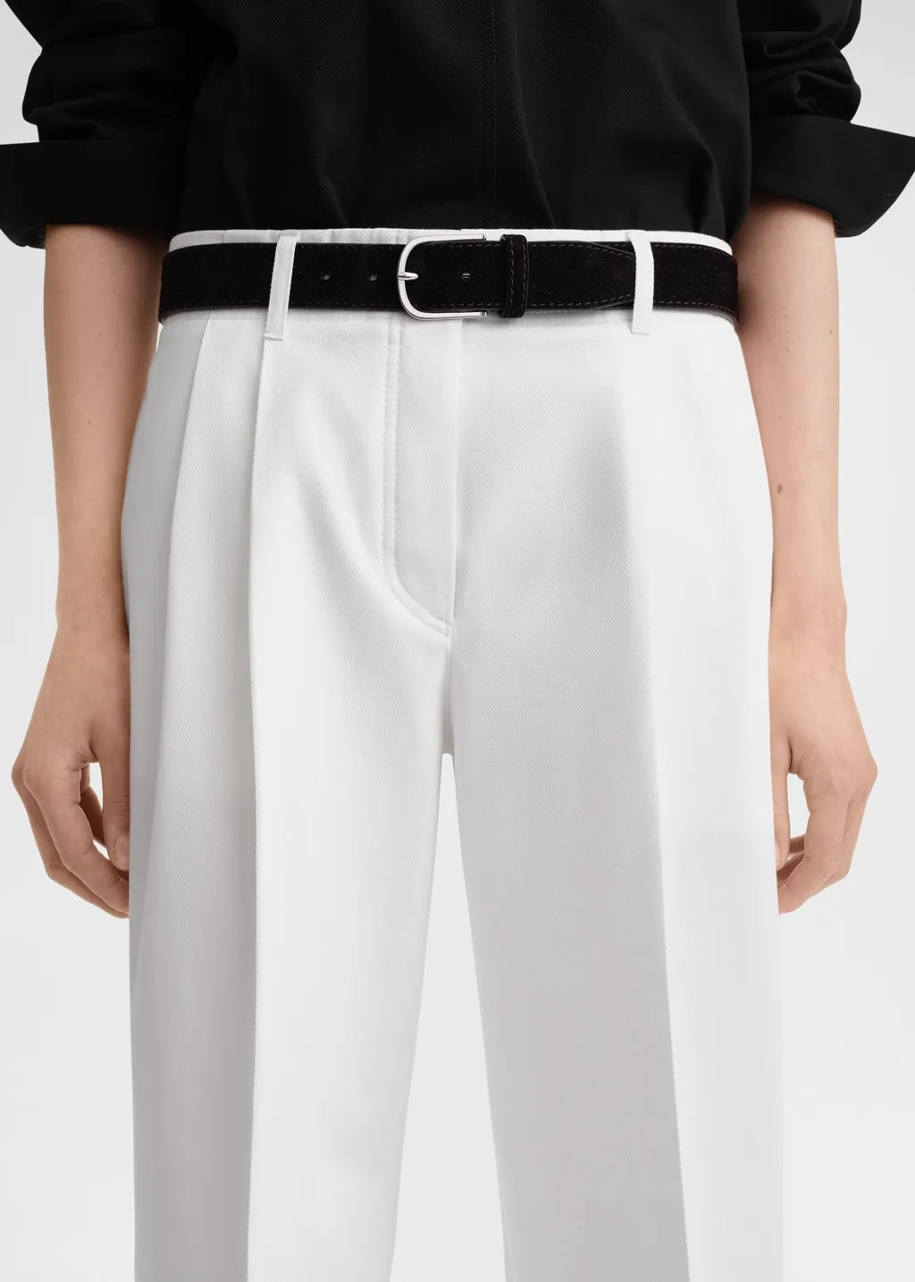 Wide-Leg Twill Trousers