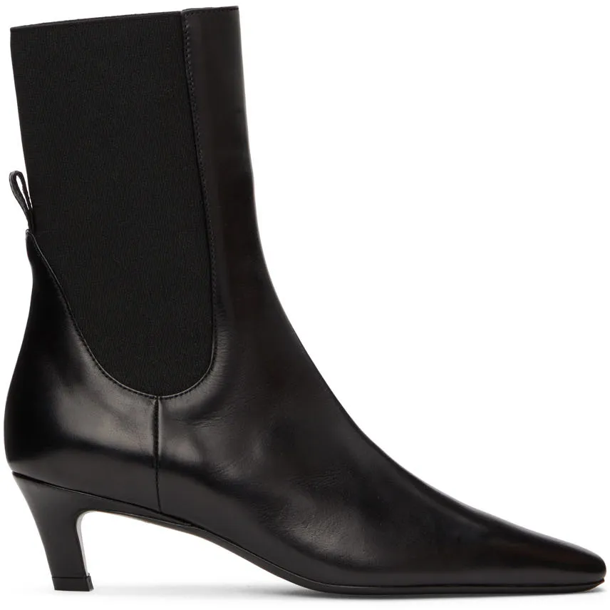 Mid-Heel Square-Toe Ankle Boots