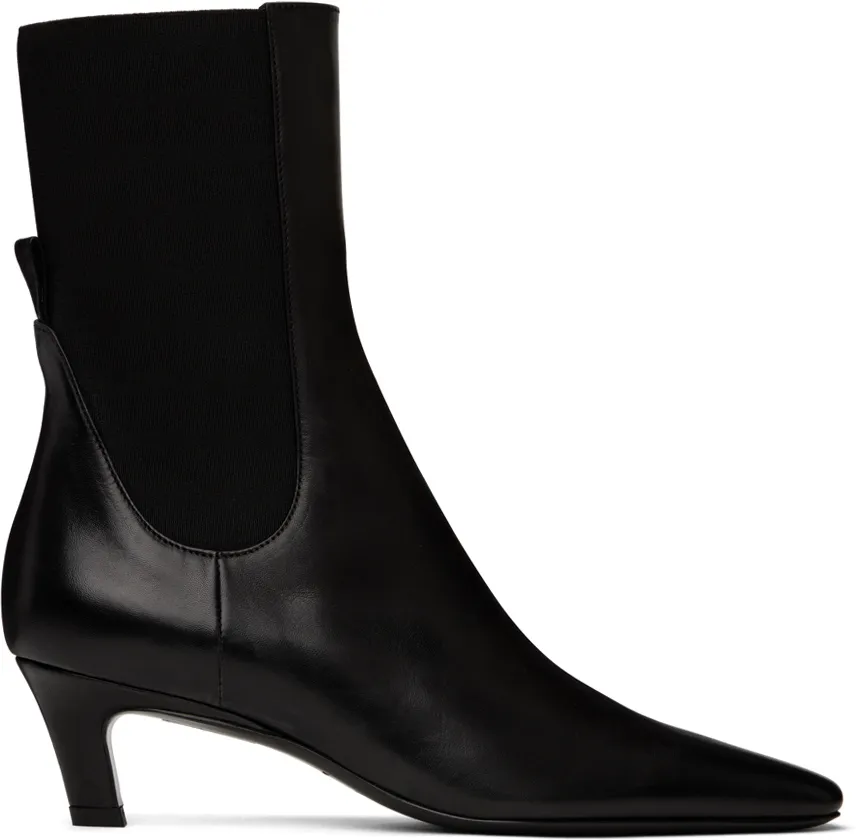 Mid-Heel Square-Toe Ankle Boots