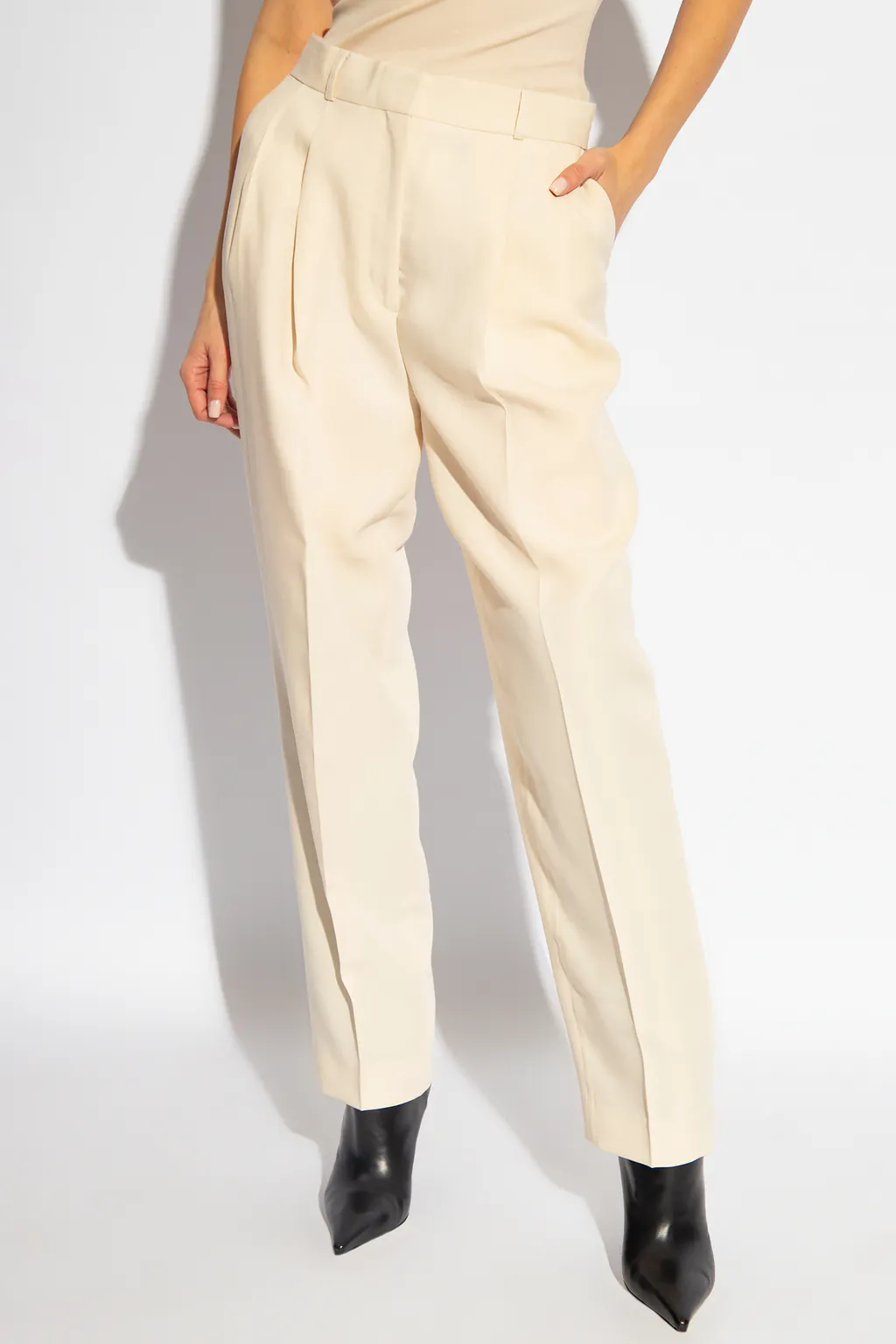 Double-Pleated Tapered Trousers