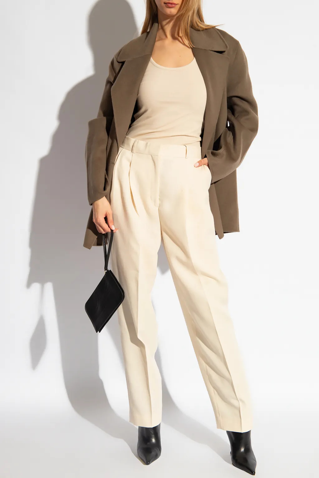 Double-Pleated Tapered Trousers