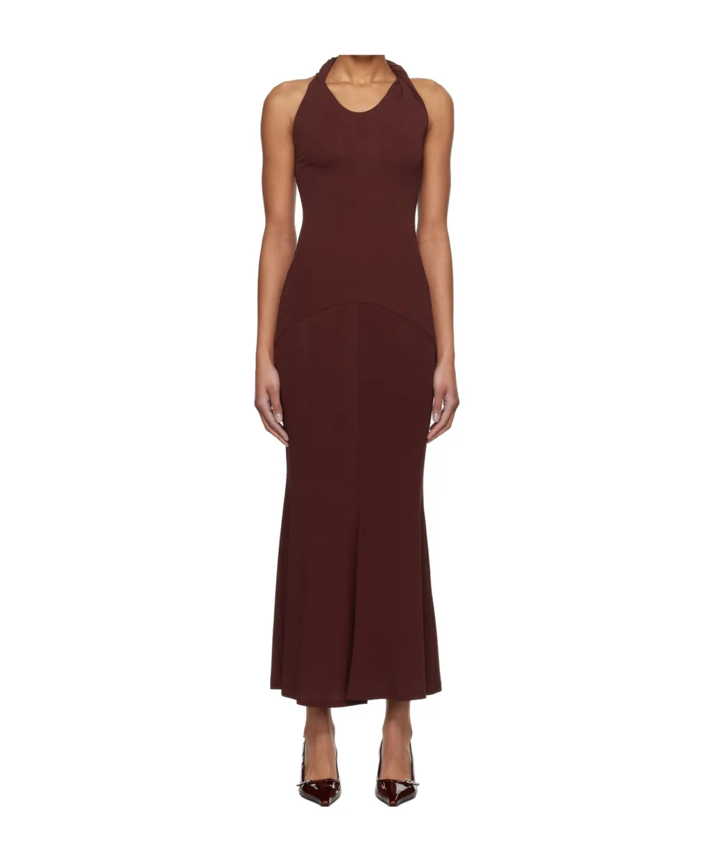 Eleanor Twist-Detail Halterneck Dress