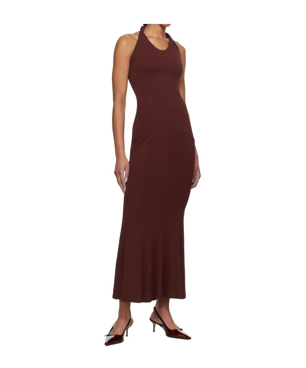 Eleanor Twist-Detail Halterneck Dress