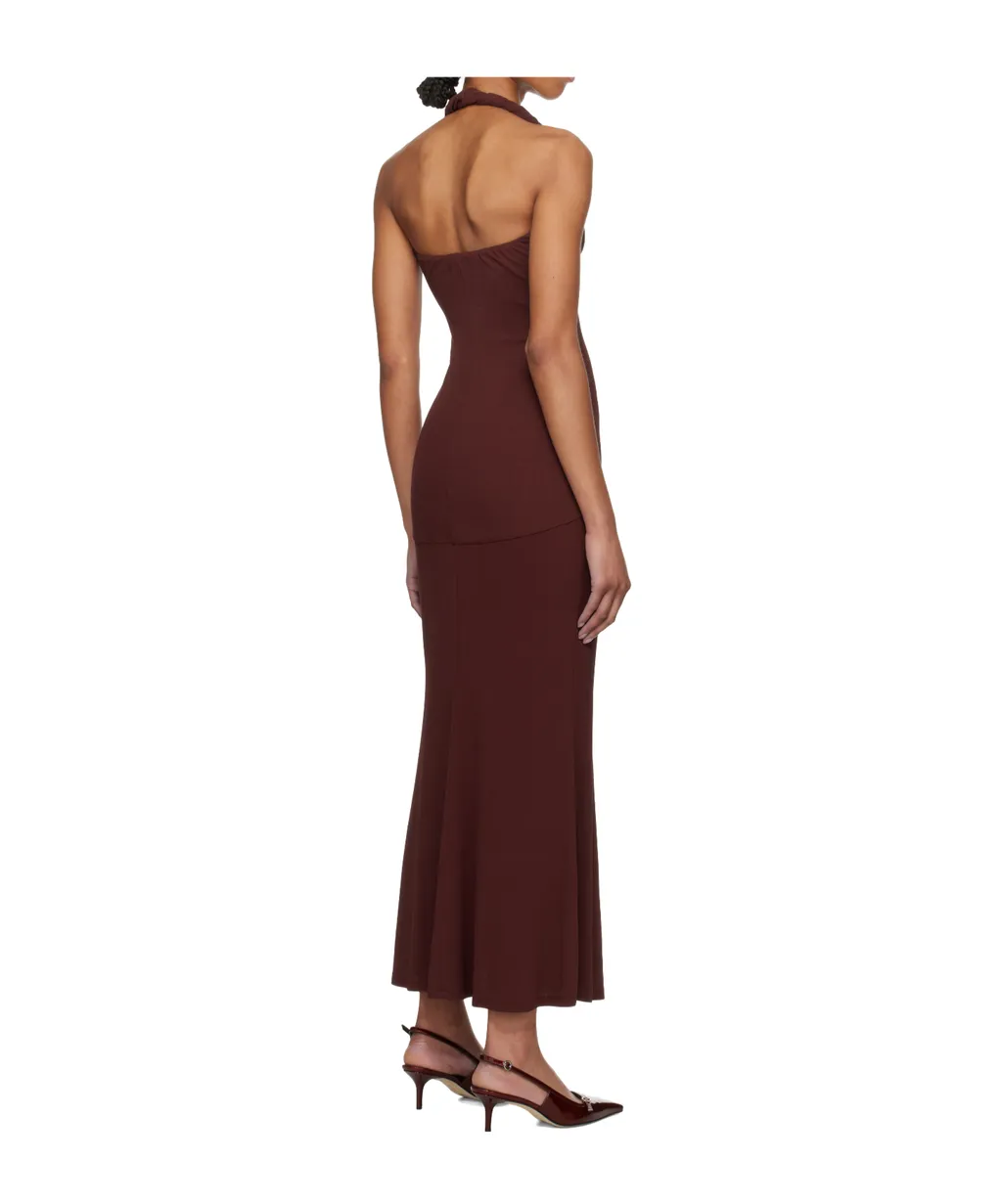 Eleanor Twist-Detail Halterneck Dress