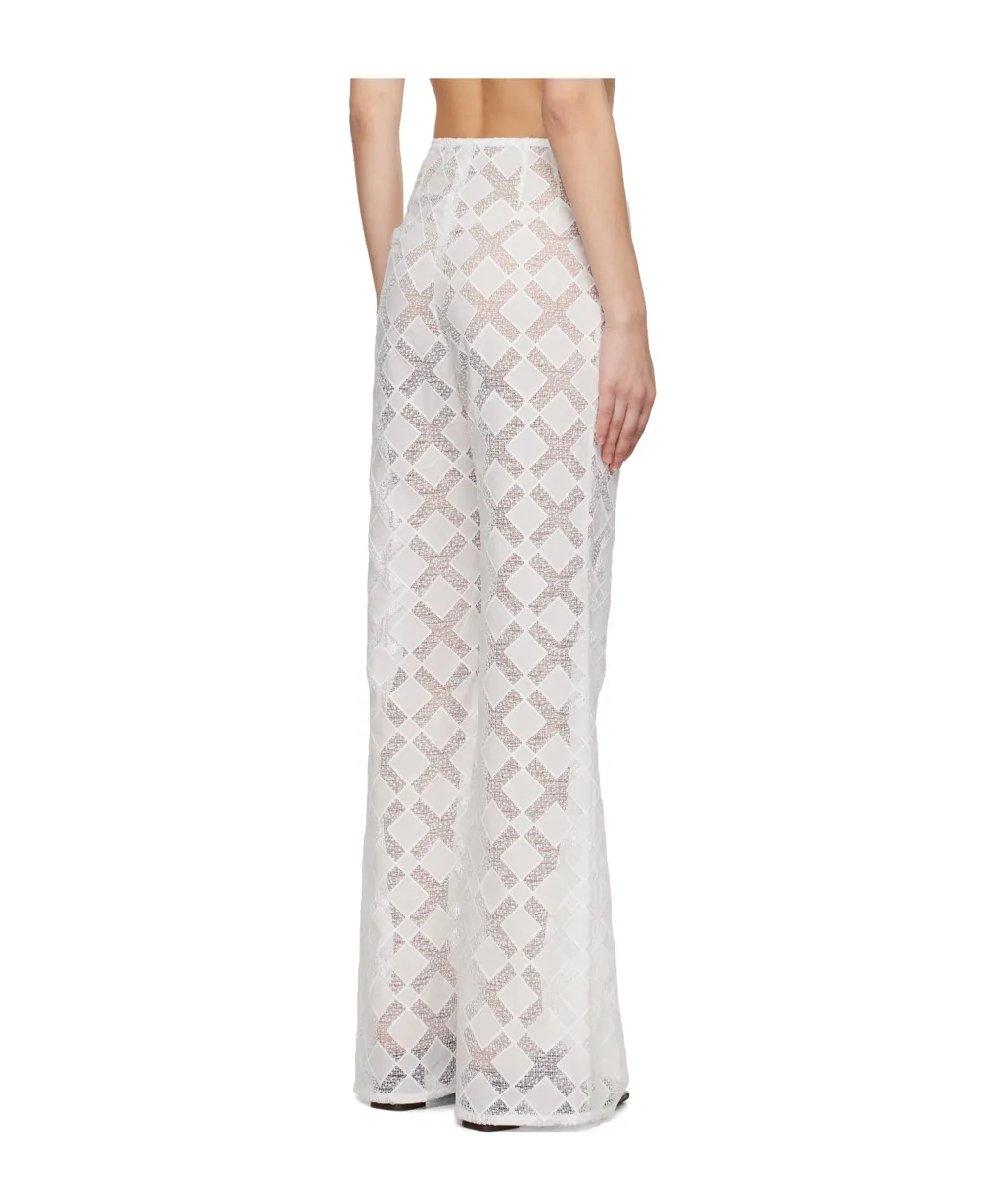 Translucent Tulle Wide-Leg Pants