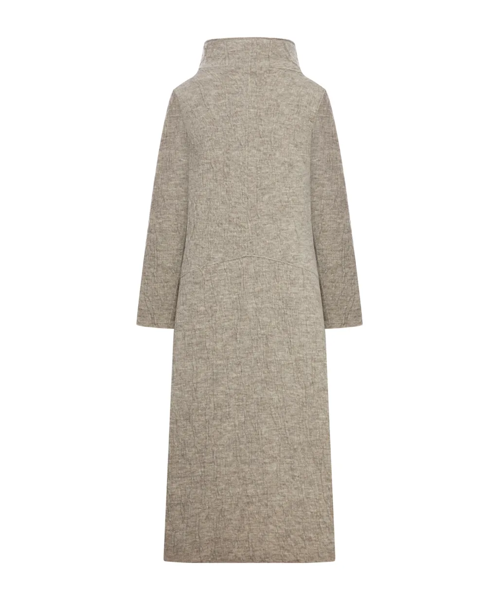 Funnel-Neck Button Coat