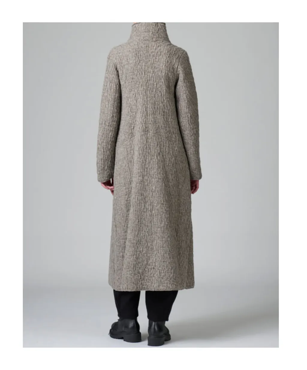 Funnel-Neck Button Coat
