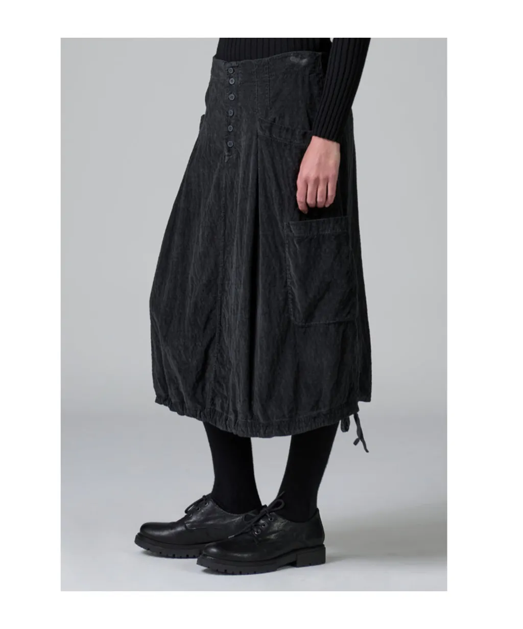 Button-Fly Midi Skirt