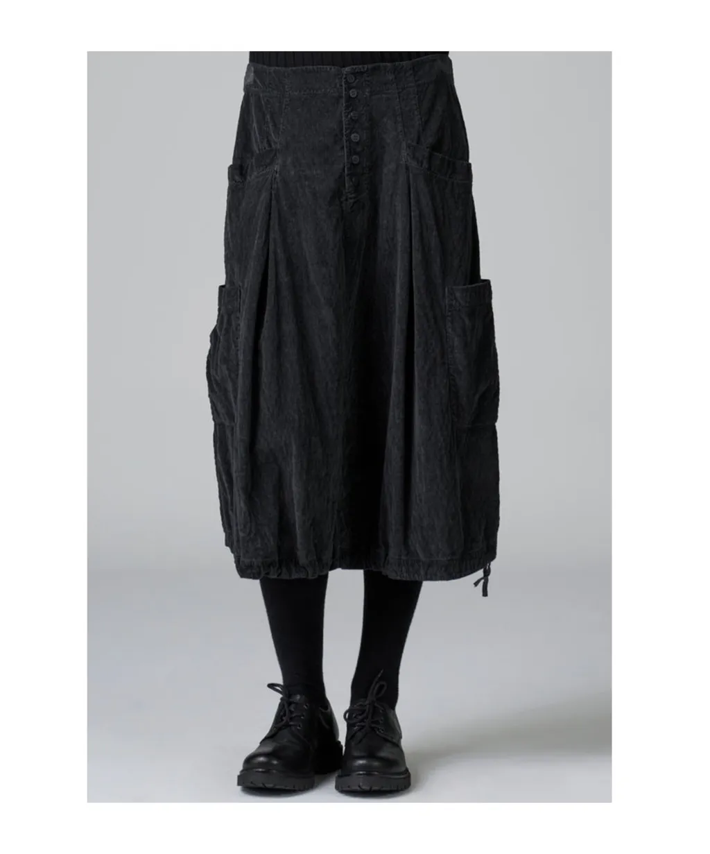 Button-Fly Midi Skirt