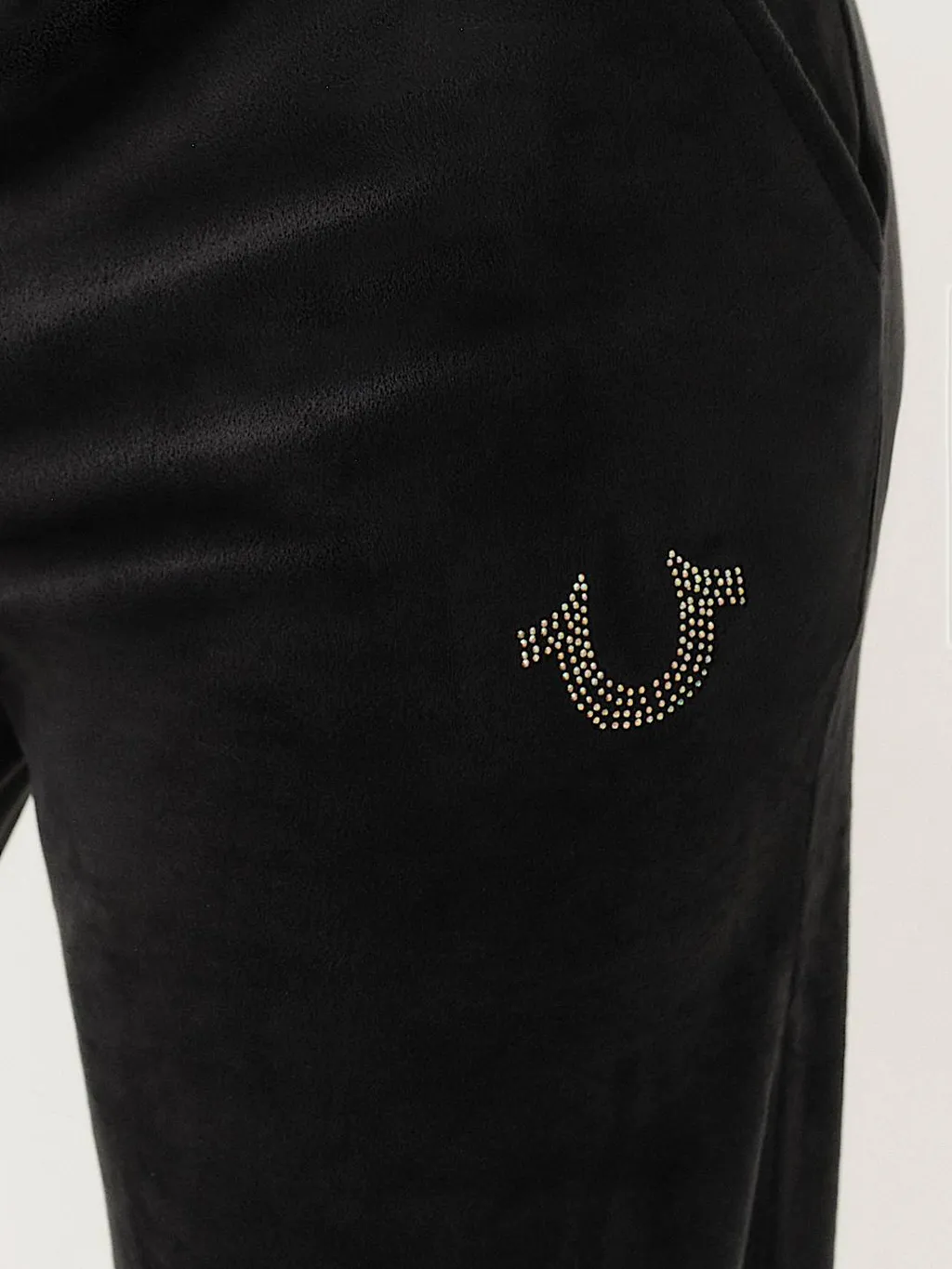 Velour Crystal Horseshoe Straight Leg Pant