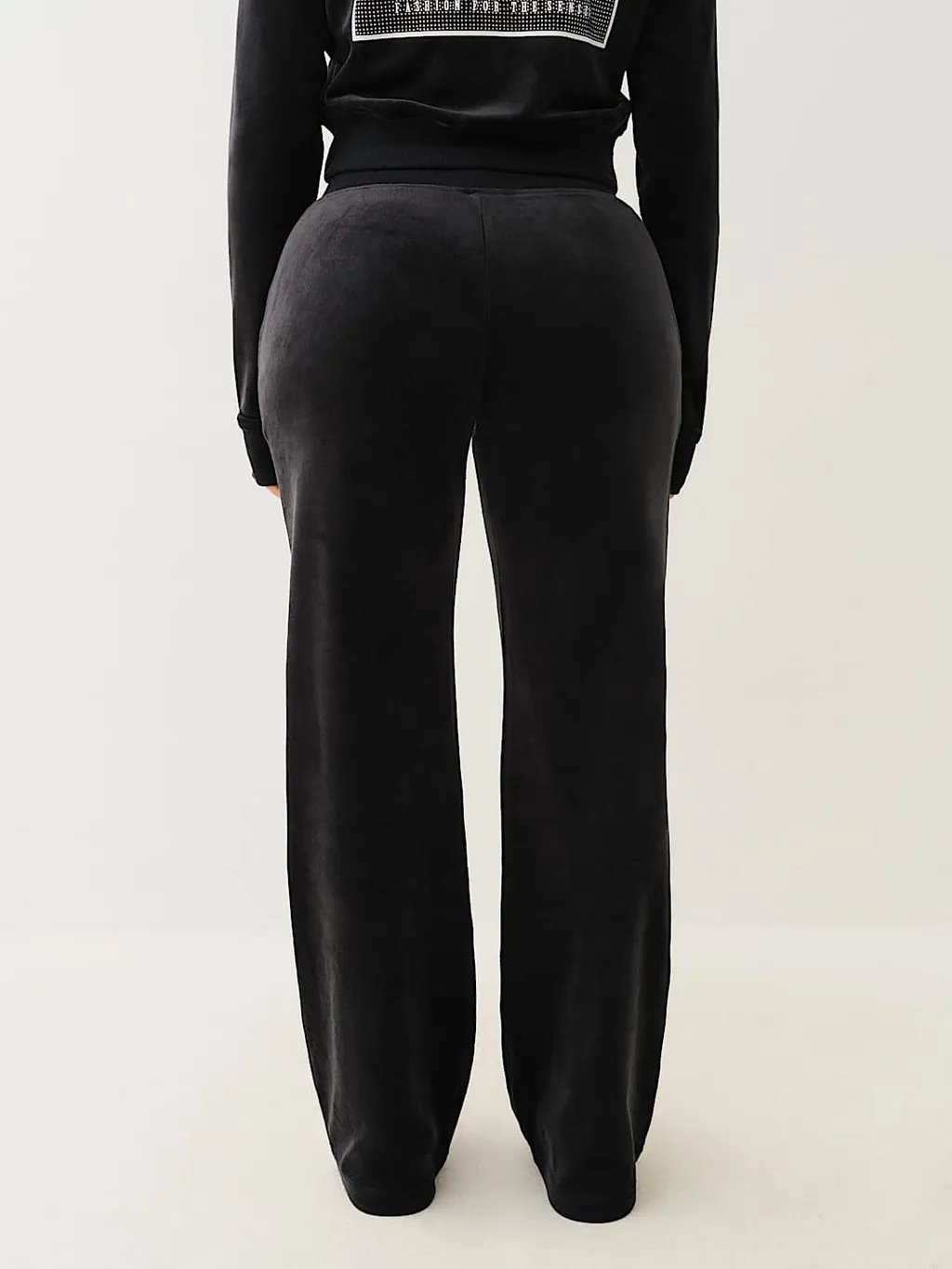 Velour Crystal Horseshoe Straight Leg Pant