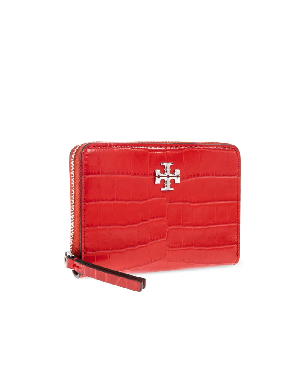 Crocodile-Embossed Zip-Around Wallet