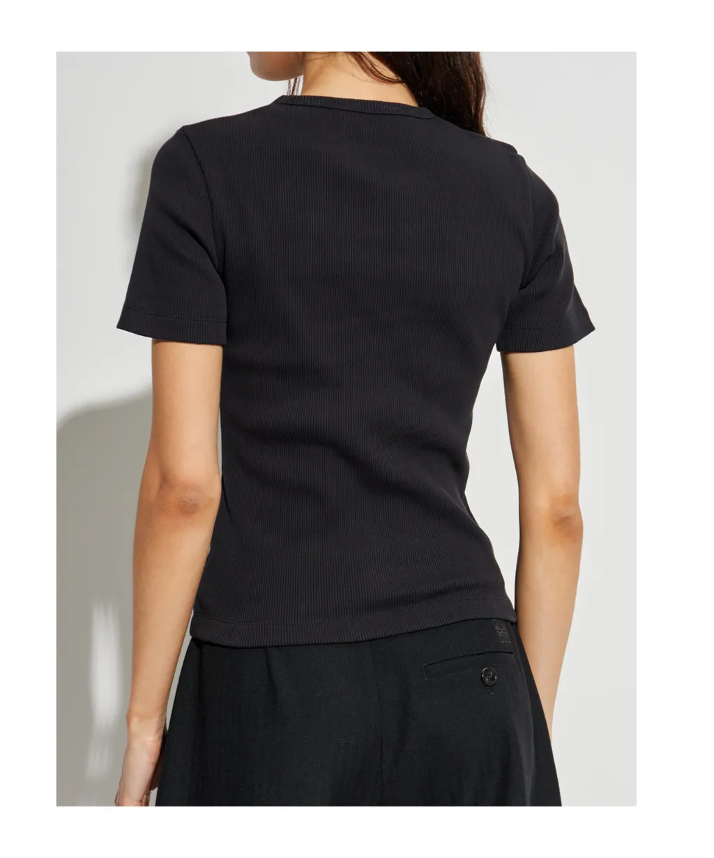 Ribbed Top With Logo Patch