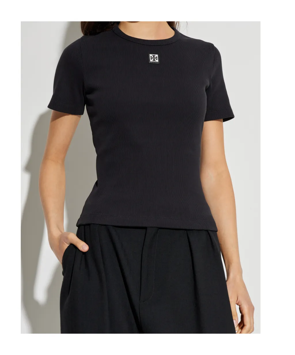 Ribbed Top With Logo Patch