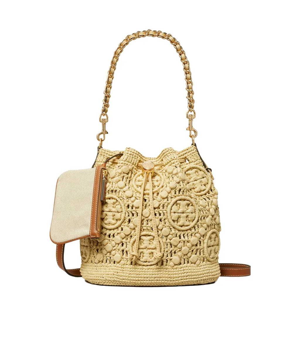 T Monogram Drawstring Bucket Bag