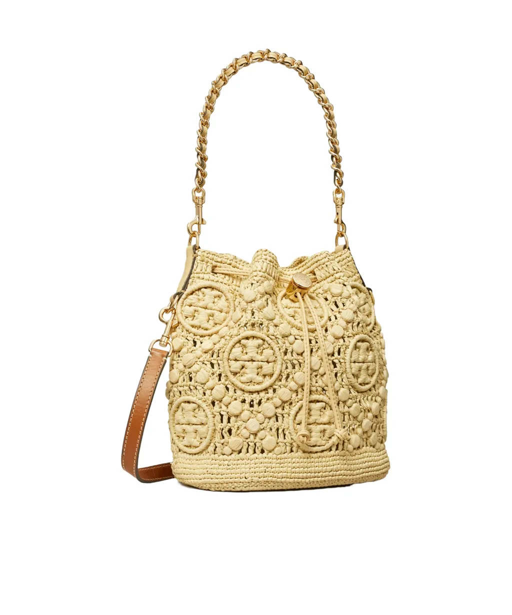 T Monogram Drawstring Bucket Bag