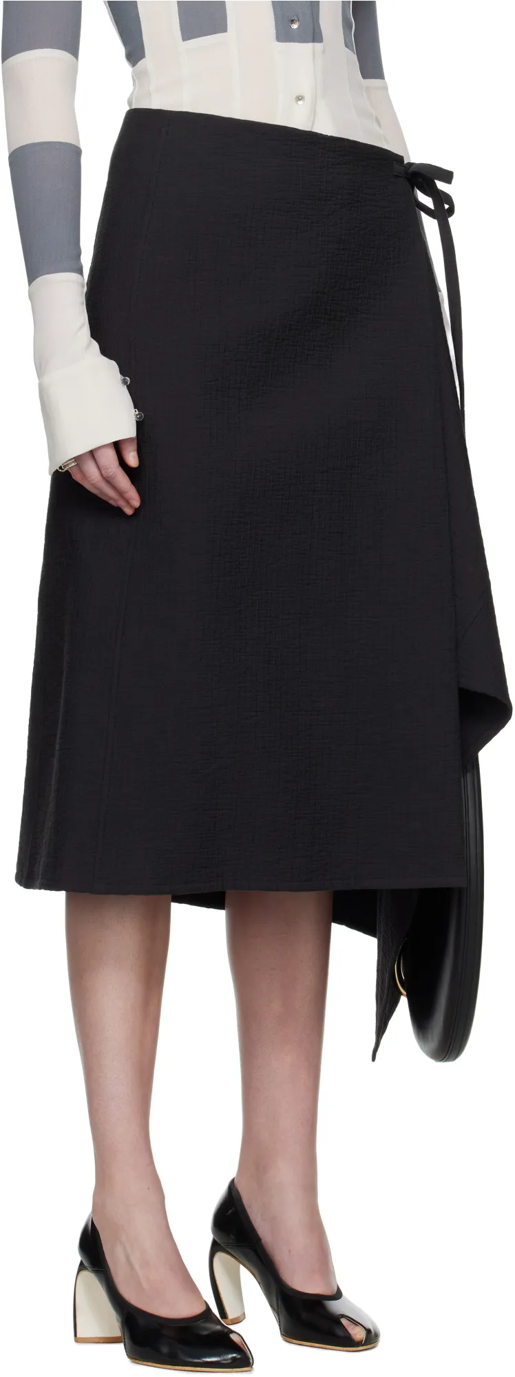 Wrap-Effect Midi Skirt