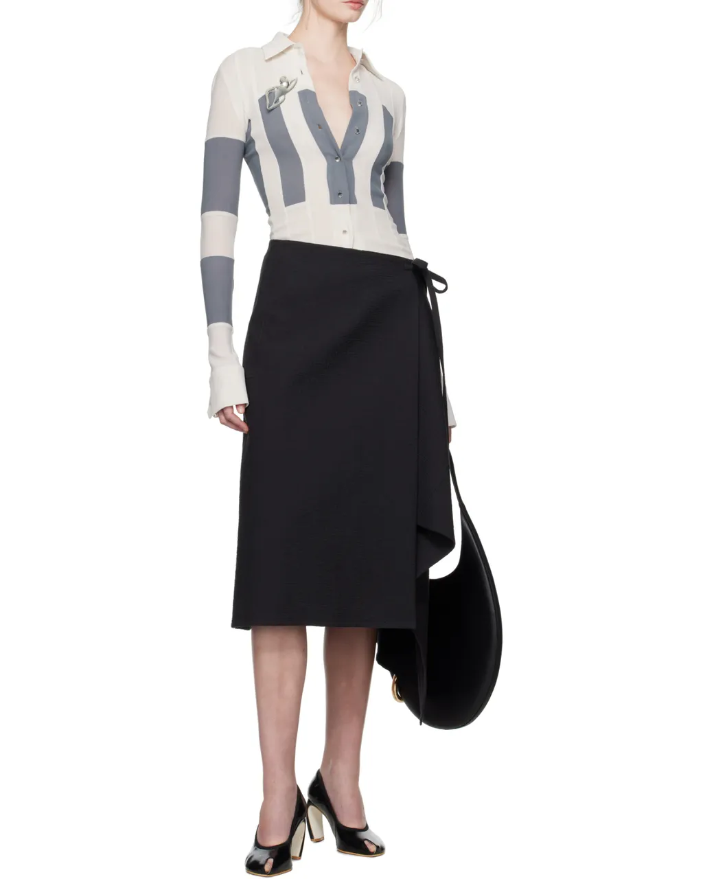 Wrap-Effect Midi Skirt